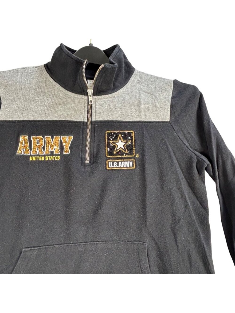 U.S. Army 1/4 Zip Sweatshirt Sz S PINK Victorias Secret Black Gray Gold Sequin
